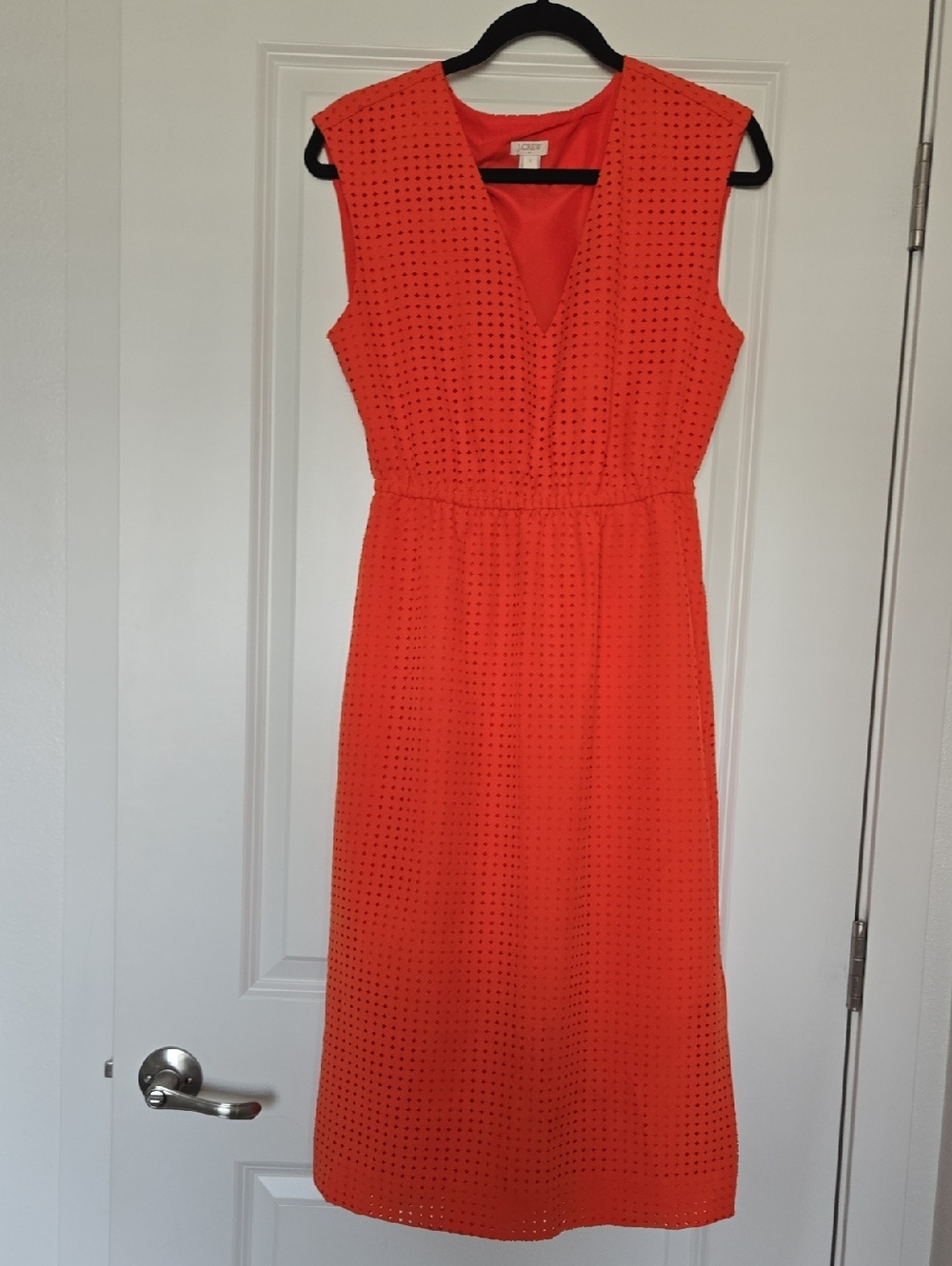J.crew Factory Orange Eyelet Sleeveless Midi Dress